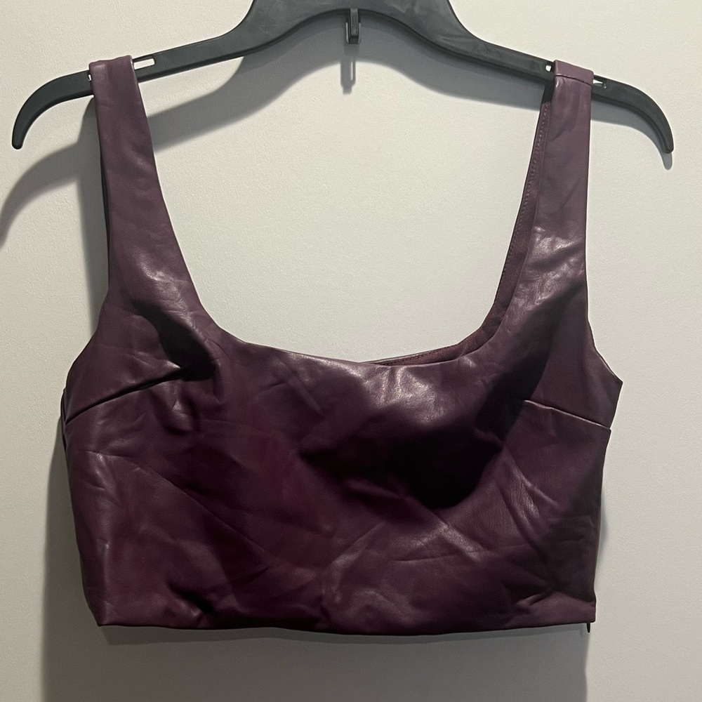 Purple Faux Leather Crop Top